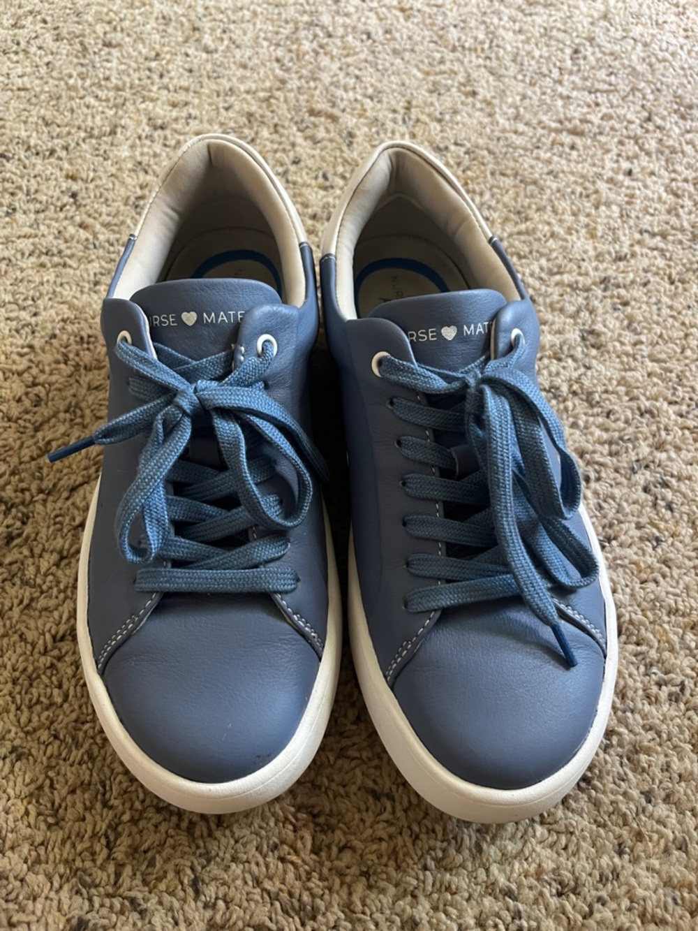 Nurse mates Dusty Blue Leather Lace-Up Sneakers
